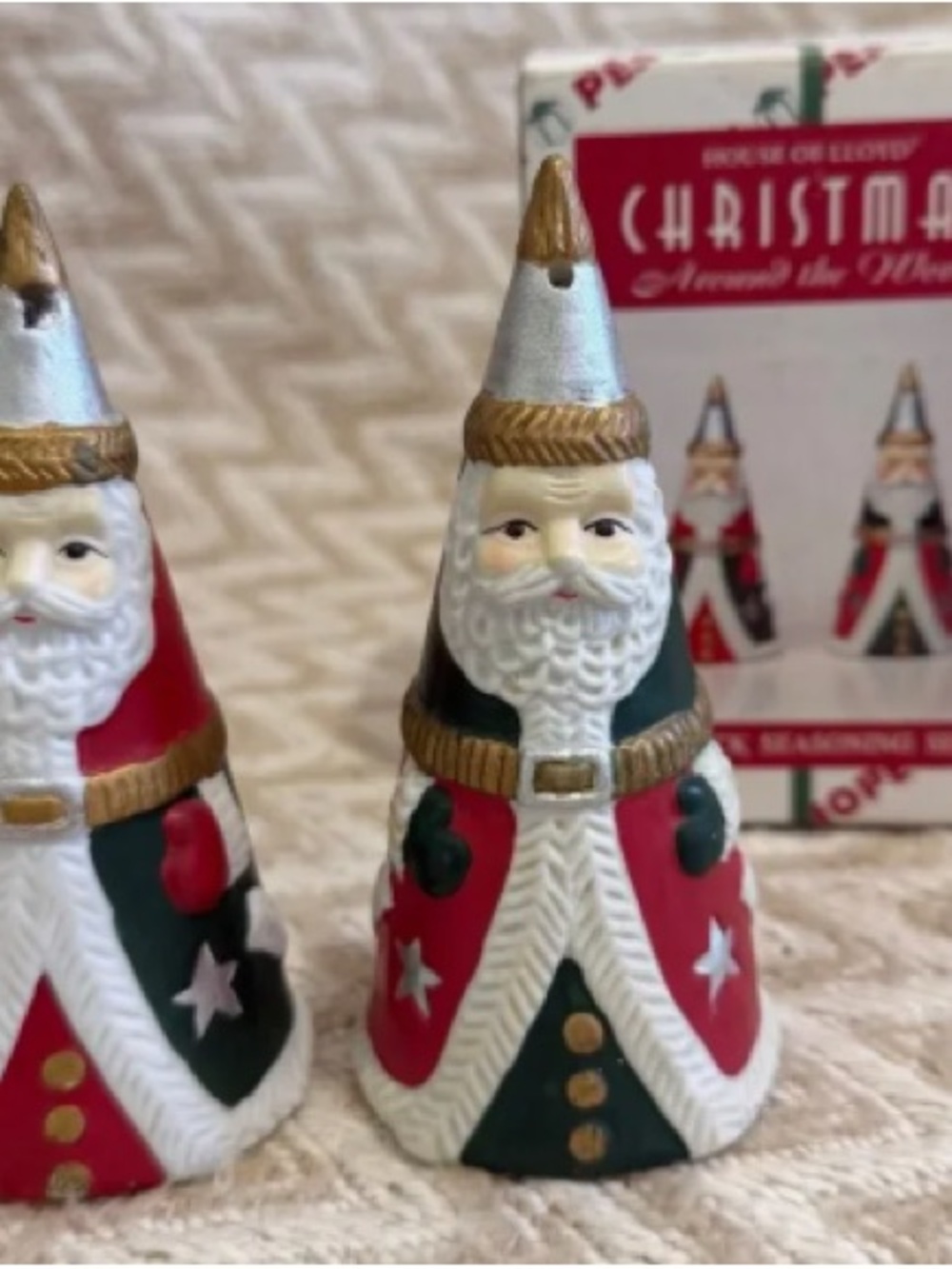 Holiday Santa Cone Figurine in Red & Green - Classic Christmas Accent